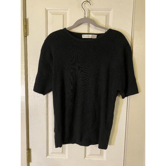 Dressbarn Vintage Black Ribbed Blouse Size Large - Picture 1 of 3